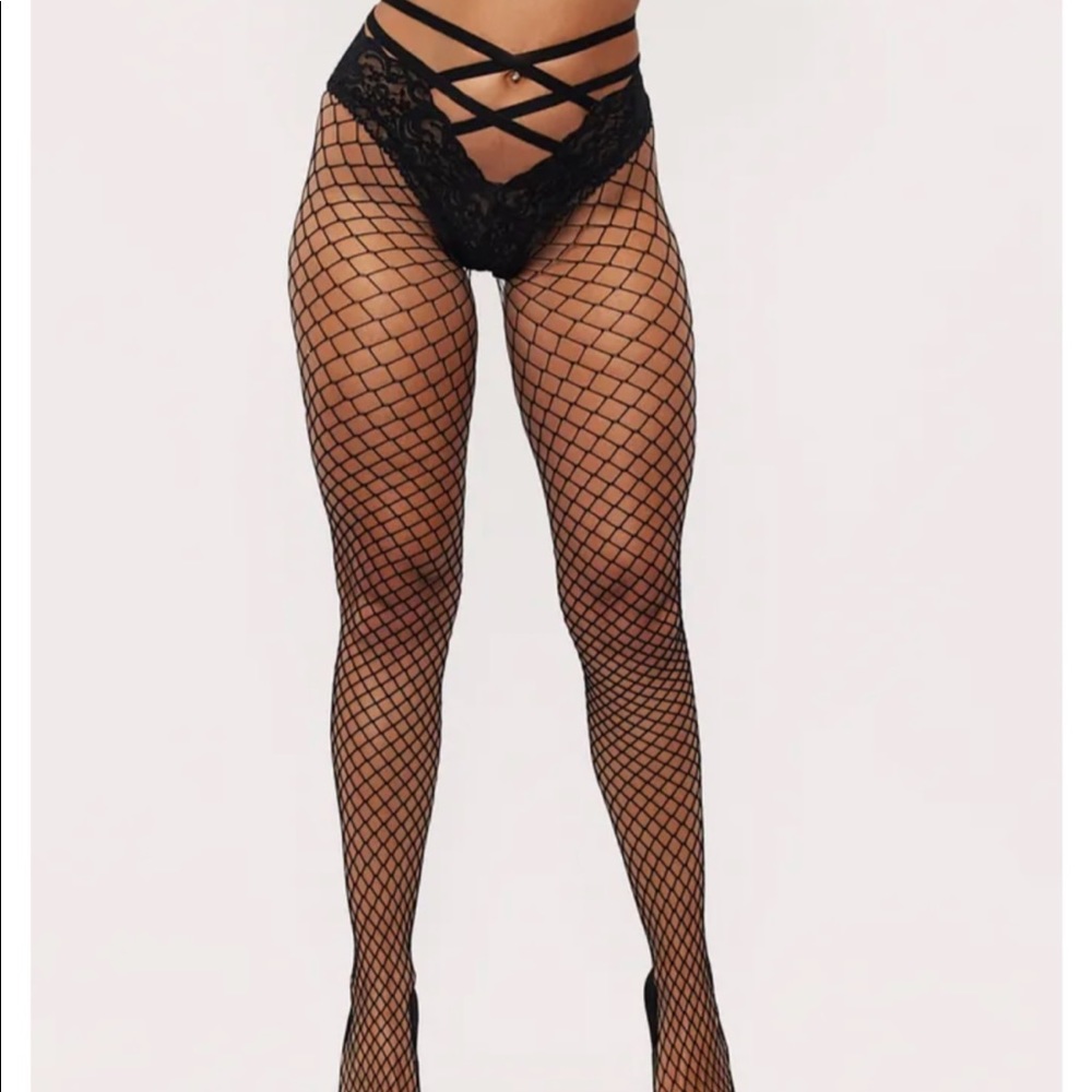 Lace and fishnet stocking NWT